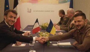 Le président ukrainien Zelensky rencontre le président français Macron au sommet du G7