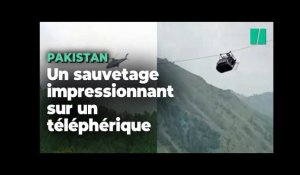 Au Pakistan, un téléphérique artisanal bloqué avec 8 personnes nécessite un impressionnant sauvetage