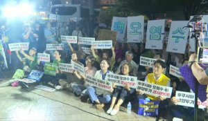 Des Sud-Coréens manifestent contre le rejet en mer de l'eau de Fukushima