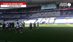 VIDÉO. Coupe du monde de rugby : le XV de France réalise son dernier entraînement au Stade de France