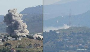 De la fumée s'échappe après un échange de tirs entre Israël et le Hezbollah