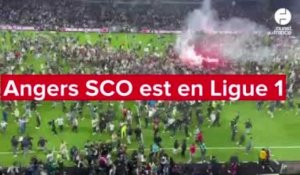 Angers SCO. Ligue 1 en poche, les supporters envahissent le terrain