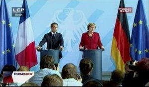 EVENEMENT,Conférence de presse conjointe de N. Sarkozy et A. Merkel en direct de Berlin
