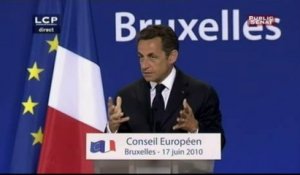 EVENEMENT,Conférence de presse de Nicolas Sarkozy à l'issue du sommet européen