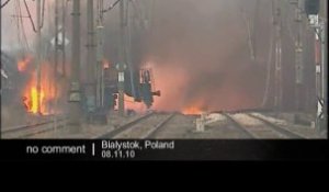 Des wagons citernes prennent feu en Pologne