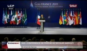 G20 : Discours de Nicolas Sarkozy à Cannes