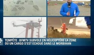 BFMTV survole en hélicoptère la zone du cargo échoué