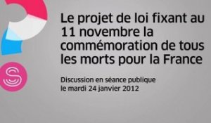 [Questions sur] Le projet de loi fixant au 11 novembre la commémoration de tous les morts pour la France
