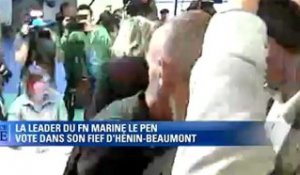 La présidente du FN Marine Le Pen vote dans son fief d’Hénin-Beaumont