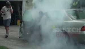 Blague : Fumigène sous la voiture du livreur