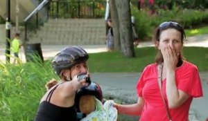 La cycliste perd son bébé!