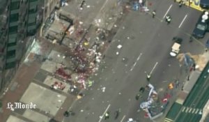 Scène de chaos vue d’hélicoptère après l'explosion de Boston