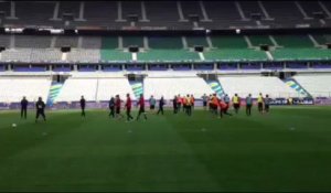 Coupe de la Ligue : l'entraînement des Rennais au stade de France