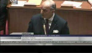 Attentat en Libye - Réponse de Laurent Fabius à l'Assemblée Nationale (24/04/2013)