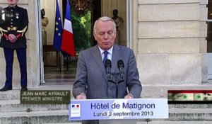 Jean-Marc Ayrault : "la France n'ira pas seule en Syrie"