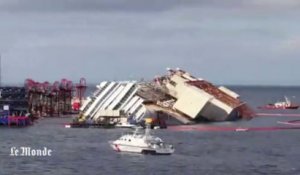 Le redressement du "Costa Concordia" en time-lapse