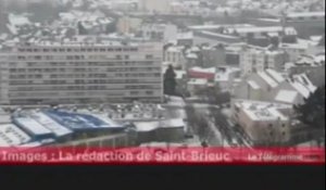 Saint-Brieuc. La neige vue de la Tour d'Armor