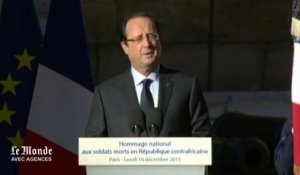 Centrafrique : l'hommage de François Hollande aux soldats tués