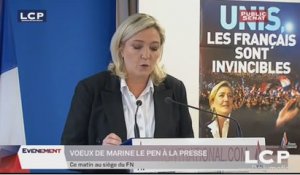 Évènements : Voeux à la presse de Marine le Pen, présidente du Front National.