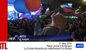 VIDÉO - Ukraine : Les pro-russes célèbrent l'issue du référendum en Crimée