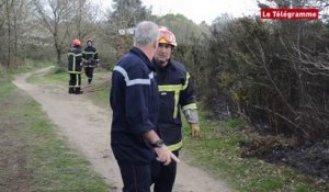 Vannes. Les pompiers luttent contre un feu de landes