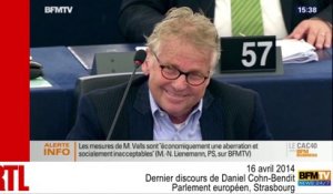 VIDÉO - Dernier discours de Daniel Cohn-Bendit au Parlement européen