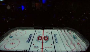 Pré game en NHL magique : projection et lights sur glace! bravo Montréal!