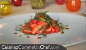 Recette de chef : salade de fraises aux herbes et sirop à la vergeoise