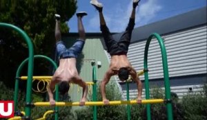 Spider et Guiom, gymnastes de la rue à Sedan