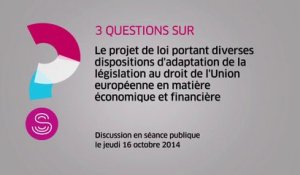 [Questions sur] Le projet de loi portant diverses dispositions d'adaptation de la législation au droit de l'Union européenne en matière économique et financière