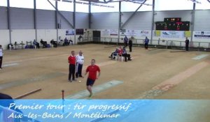 Premier tour, tir rapide en double, Montélimar contre Aix-les-Bains, Sport Boules, J7 Elite 2014 2015