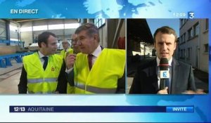 Emmanuel Macron , en visite dans les Landes, invité du 12/13 Aquitaine