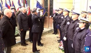 Cérémonie d'hommage ce mardi dans la cour du commissariat de Carcassonne aux policiers assassinés :