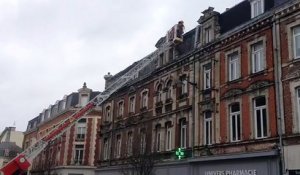 Arras : la grande échelle déployée pendant le coup de vent