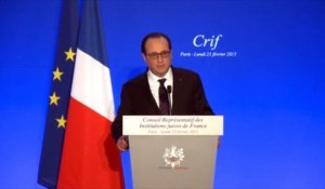 Hollande au dîner du CRIF: les juifs sont "chez eux" en France