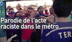 Des supporters parisiens parodient l'acte raciste dans le métro