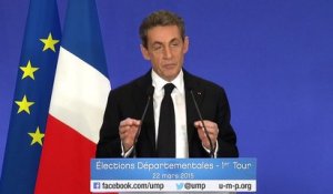 Discours de Nicolas Sarkozy - 1er tour des élections départementales