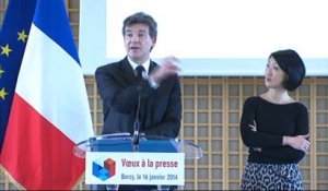 Archive - Voeux 2014 à la presse d'Arnaud Montebourg et Fleur Pellerin