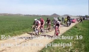 Paris-Roubaix : échappée et peloton principal avant la trouée d'Arenberg