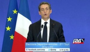 France/Départementales: discours de Nicolas Sarkozy