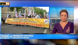 Réforme du collège publiée au JO: Bayrou appelle à une "manifestation nationale"