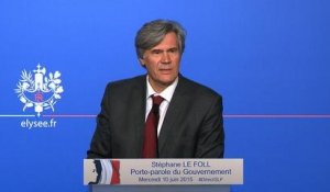 Point de presse de Stéphane Le Foll, porte-parole du gouvernement, le 10 juin 2015