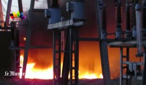 Le largage de bombes barils ravage une centrale électrique à Alep