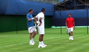 Coupe Davis - Nicolas Mahut et Jo-Wilfried Tsonga à l'entraînement avant France - Grande Bretagne