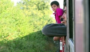 Dans un train macédonien, empli de réfugiés