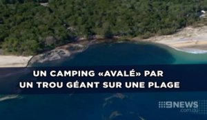 Un camping «avalé» par un trou géant sur une plage en Australie