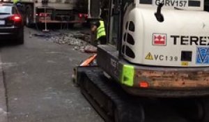 Travaux sur les canalisations de gaz, dans le centre de Lille.