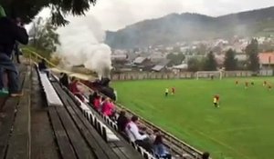 Un train dans un stade de football (Slovaquie)