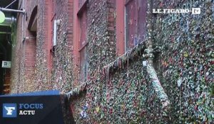 Un mur recouvert de chewing-gums nettoyé à Seattle