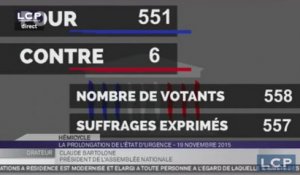 551 députés votent "pour" la prolongation de l'état d'urgence